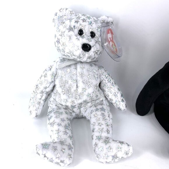 Beanie Babies The Beginning The End Bears 1999 2000 Y2K Lot of 2 - Picture 2 of 3